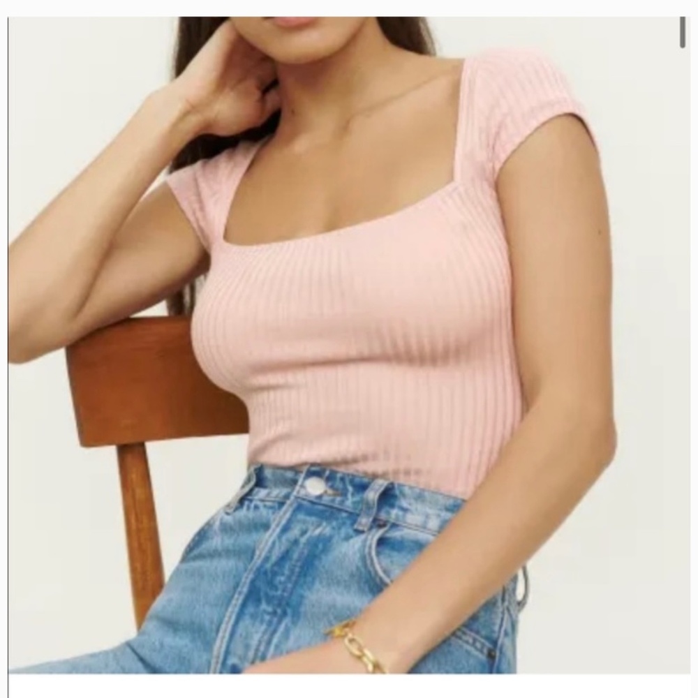 Reformation Bardot Top Pink Size L